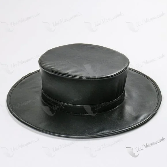 Black Steampunk Plague Doctor Costume Dress Up Accessory Flat Top Hat Cosplay